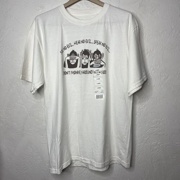 Fruit Of The Loom Novelty Tee Shirt Hear No Evil Monkey God Size Large - Picture 7 of 7